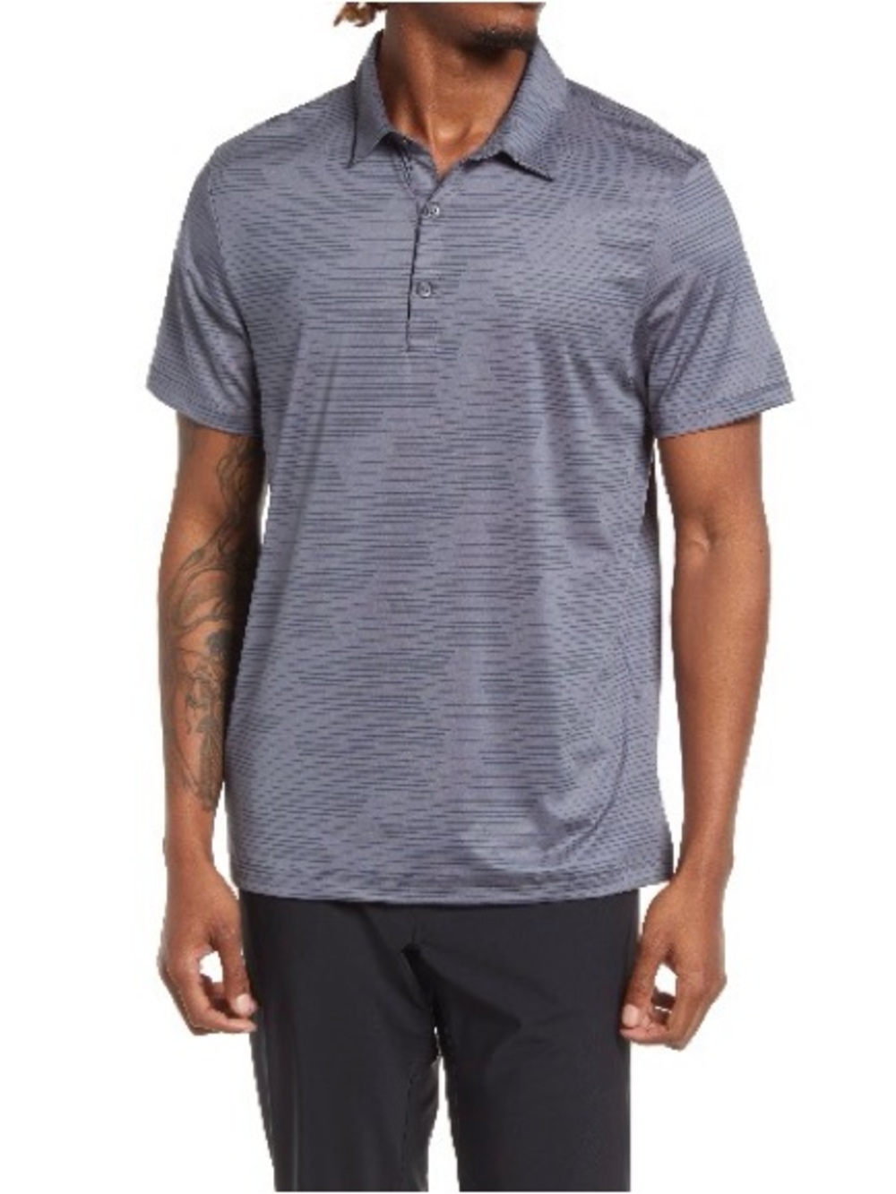 Men's Short Sleeve Heathered Polo Shirt -blue/gray